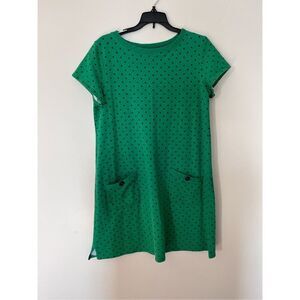 Susan Graver Green & Navy Polka Dot Sweatshirt Dress sz S